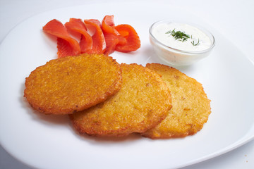 potato pancakes with salmon