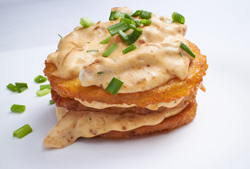 potato pancakes with sauce