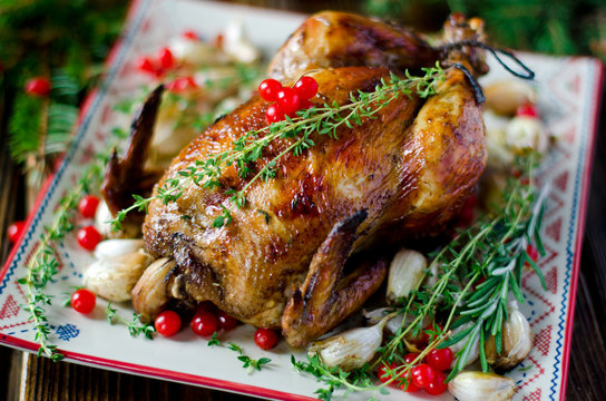Christmas chicken, turkey with cranberry