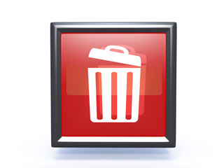 trash can square icon on white background