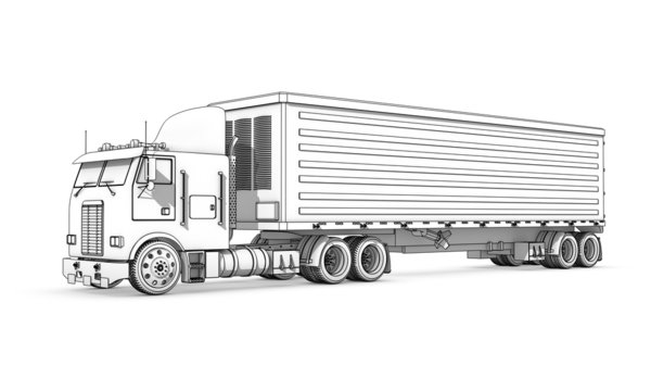 Drawing: black-and-white sketch of truck