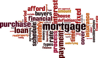 Mortgage word cloud concept. Vector illustration
