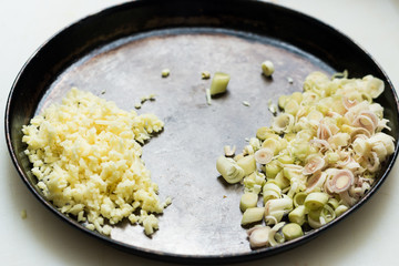 Cut green onion and celery