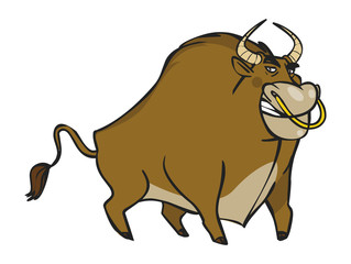 Funny vector cartoon bull