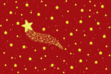 Comet and stars, red background © marcoemilio