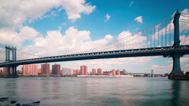 manhattan bridge sunny 4k time lapse from new york