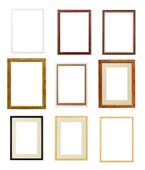 Modern picture frames on white background
