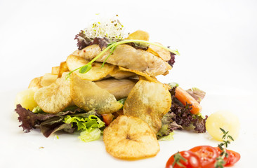 Chicken salad with lettuce and vegetables