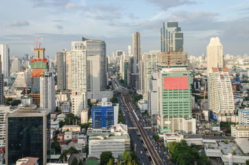 Bangkok city view with main traffic