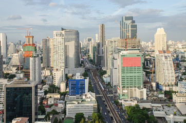 Fototapeta premium Bangkok city view with main traffic