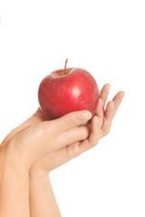 Hand holding an apple