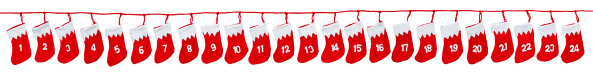 Adventskalender an einer Schnur