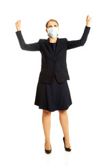 Businesswoman with protecting mask