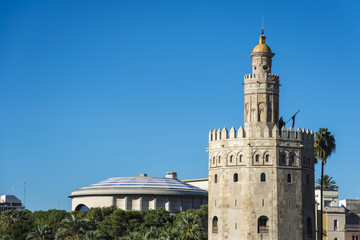 Fototapeta na wymiar Gold Tower in Seville, southern Spain.