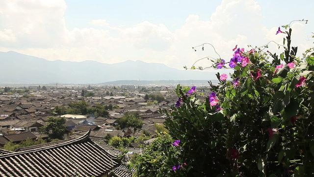 Specificity of architecture of Dayan old city. Lijiang, China.