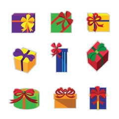 Set of colorful gift boxes. Vector illustration