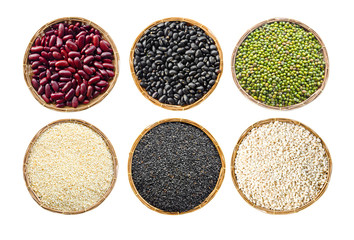cereals seeds beans, red beans, black beans, green beans, sesame