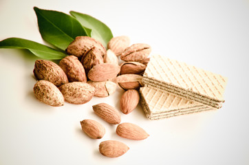 almond stacked together old fashion style film effect