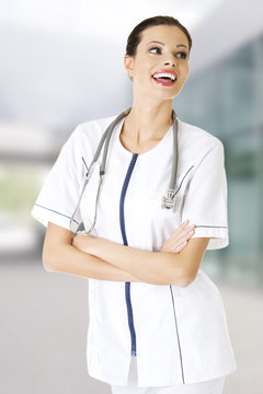 Female doctor wearing stethoscope