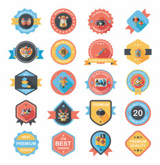 Chinese New Year badge flat banner design flat background set, e