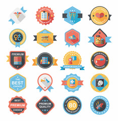 hospital badge banner design flat background set, eps10