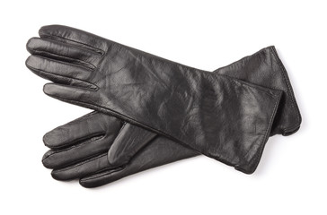Pair of black leather gloves