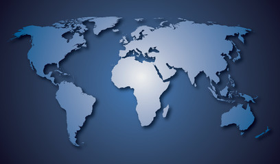 Fototapeta na wymiar World map countries Blue gradient