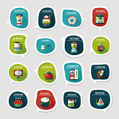 Coffee bubble speech flat banner design flat background set, eps