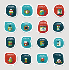 Coffee bubble speech flat banner design flat background set, eps