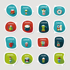 Coffee bubble speech flat banner design flat background set, eps