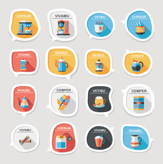 Coffee bubble speech flat banner design flat background set, eps