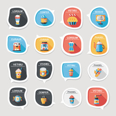 Coffee bubble speech flat banner design flat background set, eps