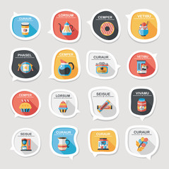 Coffee bubble speech flat banner design flat background set, eps