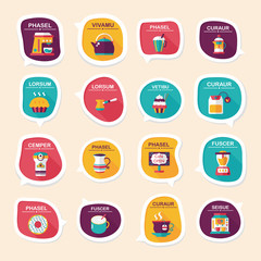 Coffee bubble speech flat banner design flat background set, eps