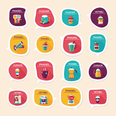 Coffee bubble speech flat banner design flat background set, eps