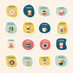 Coffee bubble speech flat banner design flat background set, eps