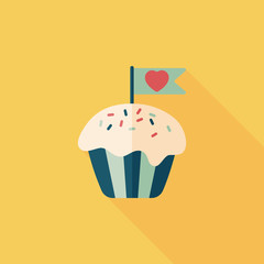 列Valentine's Day cupcake flat icon with long shadow,eps10印