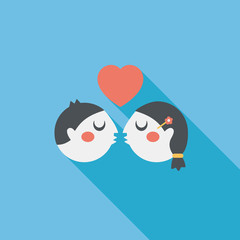 Valentine's day couple flat icon with long shadow,eps10