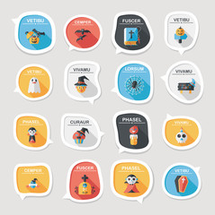 Halloween bubble speech banner design flat background set, eps10