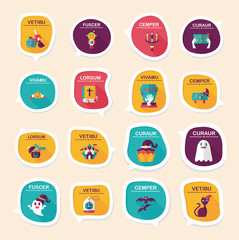 Halloween bubble speech banner design flat background set, eps10