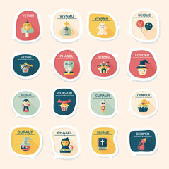 Halloween bubble speech banner design flat background set, eps10