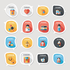 hospital bubble speech banner design flat background set, eps10