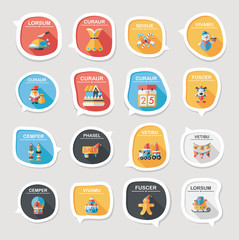 Christmas bubble speech banner design flat background set, eps10