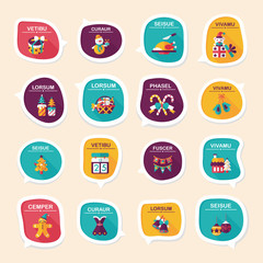 Christmas bubble speech banner design flat background set, eps10