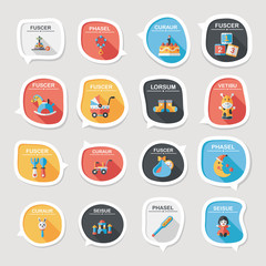 baby bubble speech banner design flat background set, eps10