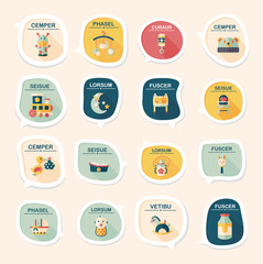 baby bubble speech banner design flat background set, eps10