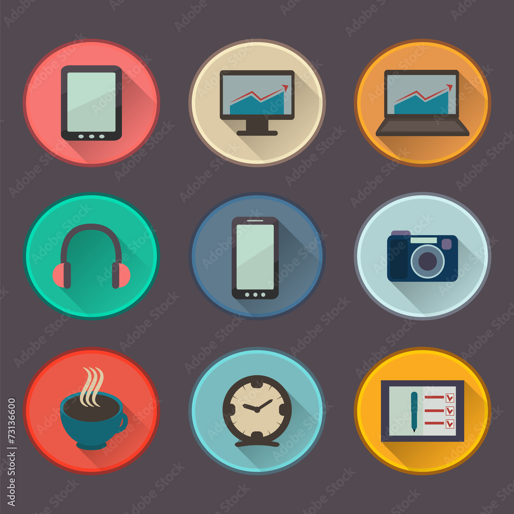 Wall mural vector icons for freelance and business