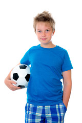 boy in blue with ball