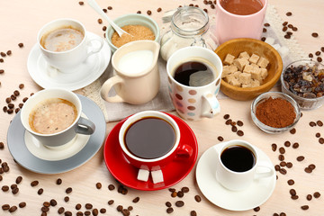 Fresh coffee with several ingredients