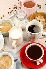 Fresh coffee with several ingredients